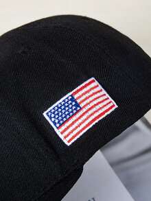 Czapka baseballowa z haftowaną gotycką literą A, z flagą USA z boku, unisex, kontrastowy kolor, odpowiednia do kucyka, hip-hopu, na ulicę, do sportu, mody, ochrony przed słońcem, do codziennego użytku