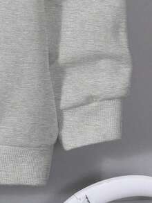 Sudadera con capucha de ajuste holgado, forrada térmicamente, con estampado gráfico minimalista de Los Ángeles, adecuada para otoño/invierno. - Gris Claro - Ver 5