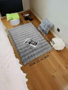 1pc Plush Rectangular MinimalistCamel Color Cozy Fluffy Soft Cleaning-Friendly Decorative Carpet, Suitable ForBedroom, Living Room, Sofa, CoffeeTable, Walk-In Closet, Vanity Area,Futon, And Tea Room - Grey - View 5
