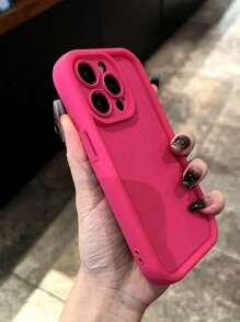 Minimalist Thick Anti-Drop Fuchsia Pink Phone Case Compatible With IPhone 16 Pro Max/16/16 Pro/16 Plus/16E/15/15 Plus/15 Pro/15 Pro Max/11/12/13/14 Pro Max/XS/XR/11 Pro/11 Pro Max/12 Pro/12 Pro Max/13 Pro/13 Pro Max/7 Plus/14 Pro/14 Pro Max/14 Plus/7 Plus/8 Plus/8/SE2/13 Mini/12 Mini Soft Waterproof Shockproof Scratch Resistant - Hot Pink - View 4