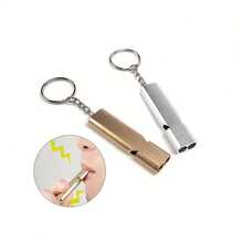 2 Emergency Survival Whistles - Gold Keychain Size, Portable, Perfect For Keylock Or Carry, Camping Accessories, Keychain Gift, Elegant Metal Finish, Suitable For Camping, Hiking, And Outdoor Safety - Gold - View 5