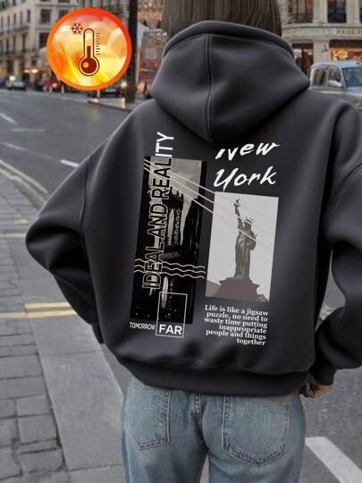 1pc Tween Girl Fleece Lined Thick Warm Hoodie Sweatshirt, Young Student Clothing, Suitable For Kids Autumn/Winter Long Sleeve Top