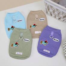 25pcs Korean Style Pet Sweaters, Dog Clothes, Animal Vest, Thermal Lined Knitwear, Cat Apparel, Dog Outfits, Cartoon Animal Casual Wear, Plush Pet Clothes, New Autumn/Winter Collection, Cartoon Embroidered Leg Wear, Casual Wear, Leash Buckle Fleece Jacket, New Autumn/Winter, Cat Autumn Clothes - Khaki - View 4