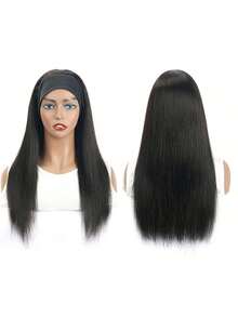 bling hair 55.9 Cm Real Hair Headband Wig For Women, Adhesive-Free Wigs, Brazilian Real Hair Wig, 200% Density, Natural Color - Natural Black - 查看 2