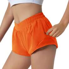 Women's 2.5" Low-Rise Running Shorts - Built-In Liner, Lightweight & Quick Dry With Mesh Pocket - 橘色 - 查看 2