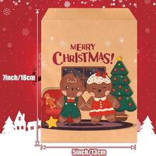 10pcs Christmas Candy Paper Bags, Christmas Tree & Santa Claus Kraft Paper Bags, Holiday Party Snack Gift Packaging Bags Christmas Christmas Decorations Christmas Pajamas Christmas Gifts Christmas Decor