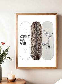 1 件豹纹滑板帆布墙饰、马提尼酒印花酒吧推车墙饰、黑白 Ace 扑克牌海报、复古橄榄色马提尼酒印花酒吧推车墙饰、时髦酒精鸡尾酒印花扑克画、卧室装饰、客厅装饰 - 彩色 - 查看 4