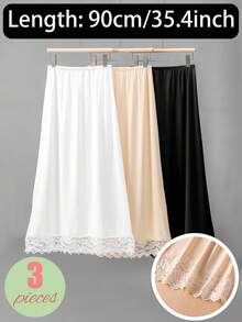 3件/2件/1件 包臀内衬裙 打底裙 防走光裙 多色 纯色 春夏款 防透防走光 中长裙 内衬裙 蕾丝底 防静电半裙 松紧腰带 适合偏胖女生 适合日常穿着 - 彩色 - 查看 30