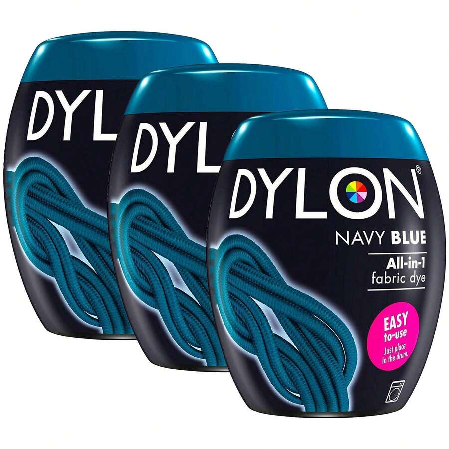Dylon Washing Machine Fabric Dye Pods 3 Pack 350g Each For Clothes, Home Textiles And Soft Furnishings, Convenient Solution For Colouring And Reviving Fabrics At Home - Navy Blue - View 1