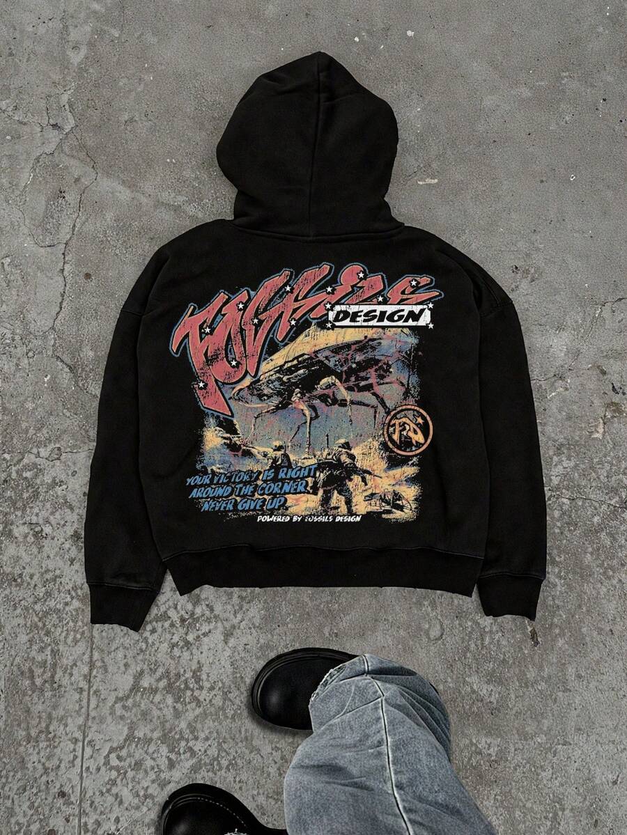 Men Graphic Long Sleeve Cotton Pullover Hoodies, Y2K Streetwear, Grunge Goth Jesus Style, Halloween And Christmas Gift For Couples, - màu đen - Xem 1