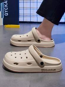 男女通用镂空洞洞鞋，2025新款夏季户外EVA防滑简约凉鞋，女士情侣沙滩拖鞋