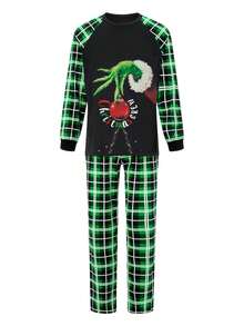 Family Matching Christmas Pajamas Set Christmas Ball Plaid Print Holiday Pajamas Sleepwear Dad Mom Kids PJs