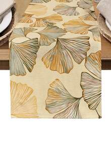 1 pieza Camino de mesa con estampado de hoja de arce, 4 piezas Individuales con estampado de hoja de arce, adecuado para fiestas, cumpleaños, cenas, decoración de cocina y comedor, decoración de mesa para el hogar y la vida en todas las estaciones - Multicolor - Ver 11