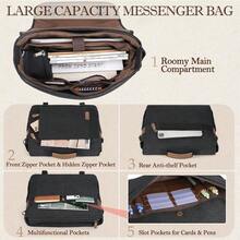RAINSMORE Messenger Bag For Men 1717.3 Inch Laptop Bag Waterresistant Canvas Computer Shoulder Bag Office Work Briefcase Large Casual Satchel Bags For Men Bookbag For College Black - màu đen - Xem 3