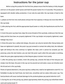 ASLING Electric Mini Juicer Rechargeable Multifunctional Portable Juicer Six Blades For Home Use Juice Blender USB Charging  Double Cup Body And 1 Sports Cup Cover - Blue - View 9