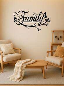 1 件家居装饰，墙面金属家居标牌，黑色墙面艺术花字母标牌，金属快乐家居墙面艺术，适用于家居墙面装饰，适用于现代家居装饰、家居装饰、房间装饰、卧室装饰、浴室装饰