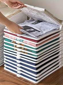 1/5 piezas Organizadores de ropa apilables y portátiles de plástico, organizador ahorrador de espacio para camisas, pantalones y accesorios, almacenamiento compacto ahorrador de espacio para armario, armario, organización del hogar, sistema de fácil recuperación para organización del hogar y lavandería