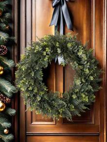 1/2pcs Artificial Cedar Eucalyptus Wreath, Artificial Eucalyptus Leaf Pine Branch Grass Wreath, Artificial Pine Branch Christmas Hanging Wreath, PE Material, Wholesale, Artificial Plants, Artificial Flowers, Outdoor Party Activities, Festival, Birthday, Wedding Party Decorations, Christmas, , Thanksgiving Decorations, Home Entrance, Restaurant, Living Room, Bedroom, Garden Decorations, Home Decorations Christmas Decorations Room Decor