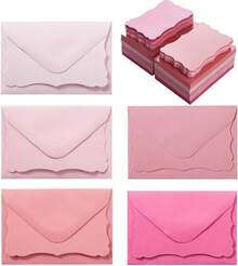 Pack Envelopes With Note Cards In 5 Colors Wedding, Birthday, Showers, 4 X 2.Inches (Pink) - 粉色 - 查看 8