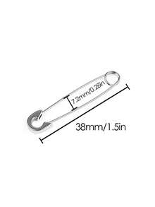 1 件装不锈钢朋克安全别针设计银色耳钉简约黑色环状耳环穿孔珠宝男士礼物 - 別針 - 查看 3