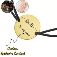 Custom Pet Name Bracelet For Women Personalized Pet Stainless Steel Adjustable Rope Round Bracelet Gift Jewelry