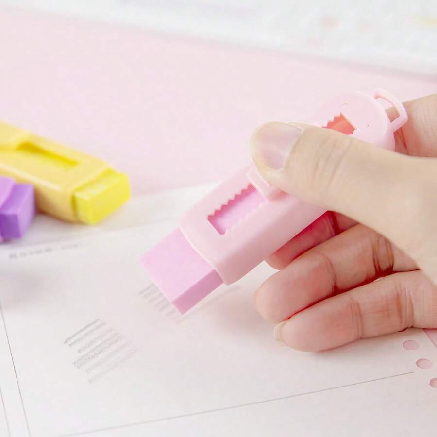 3 gume multifuncționale pentru studenți - Gume drăguțe în culorile bomboanelor, cu mai puține firimituri și fără urme, utile și pentru curățarea suprafeței încălțămintei din piele