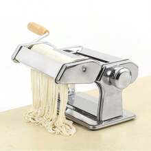 1pc Fresh Pasta Maker Roller, Machinestainless,Sheet Thickness From 0,5 Mm To 4,8 Mmthanks To 10-Position Adjuster,3 Pasta Shapes Included,Makes Lasagne, Fettuccine & Tagliolini,Ect - Silver - View 11