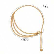 Alloy Multi-Layer Exaggerated Body Chain For Women, Retro Street Style Racket, Waist Chain, Fashionable And Versatile For Daily Travel - Dây chuyền thắt lưng nhiều lớp vàng - Xem 8