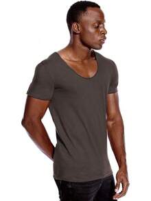 Deep V Neck T Shirt For Men Low Cut Scoop Tee Invisible Tshirt Vee Top - Dark Grey - Low Cut Vee - View 7