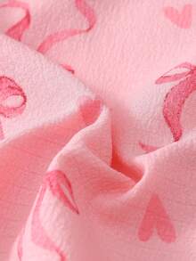 Conjunto de pijama de manga larga con estampado de lazo y corazón para mujer, ropa de otoño e invierno