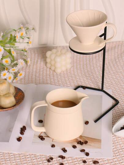 1pc Premium Handmade Ceramic Drip Coffee Pot, Ceramic Kiln-Fired Sharing Pot, Extraction Filter Cup, Coffee Maker Set For Home Use, Ceramic Drip Coffee Filter Cup, Ceramic Coffee Sharing Pot, Minimalist Ceramic Drip Coffee Pot, Sharing Pot, Personalized Cream-Colored Ins-Style Coffee Cup, Gift For Coffee Lover, Coffee Filter Funnel