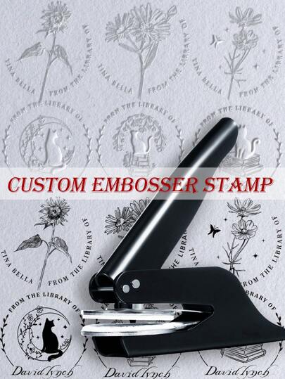 1PC Custom Embosser, Personalized Book Embosser, Book Embosser, Custom Book Embosser, Book Lover Gift, Paper Embosser-Gold, Ornamental, Reusable, Multi-Functional, Modern, Colorful Clients, Students, For Business/Work/Office, For School, School Supplies, For Teenagers, Junior High School Students, Middle School Students, High School Senior High School Students, College Students, University Students, Freshman, Sophomore, Underclassmen