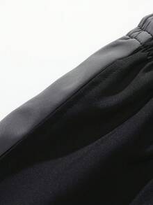 Men's Contrast Color Patchwork Pants, Spring/Autumn High Street Design Functional Casual Straight Leg Trousers - Black - View 5
