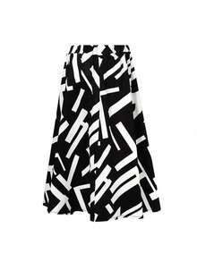 Plus Size Women Geometric Print Casual Skirt Without Belt