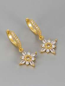 1对简约吊坠耳环，925纯银，精致首饰，适合女性日常佩戴 - 星星耳環2 - 查看 4