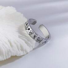 2pcs /Set Cartoon SpongeBob Character Couple Silver Rings - Adjustable, Cartoon Anime Peripherals, Birthday Gifts, Couple Commemorative Gifts, Perfect Decorative Gifts - Multicolor - View 7