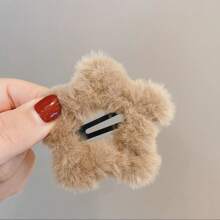 2pcs Fuzzy Star Shaped Hairpins For Girls, Ins Style, Cute Plush Star Edges Hair Clip For Autumn And Winter Claw Clips Hair Claws Hair Barrettes, School Stuff