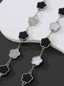 2 件奢华银色水钻四叶草手链套装，时尚经典 - 彩色 - 查看 2