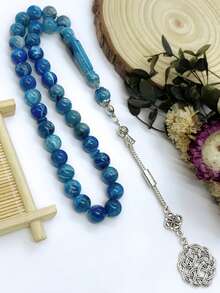 33 颗 9 毫米~10 毫米穆斯林祈祷珠，丙烯酸树脂仿石花朵图案 Tasbih，轻巧紧凑，适合日常祈祷手链 - 彩色 - 查看 11