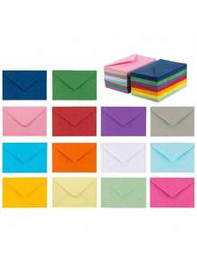 280个/140个/70个/42个/14个迷你信封，14种不同颜色，自粘封条，礼品卡，名片信封（10厘米*7厘米） - 彩色 - 查看 9