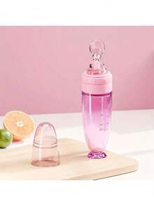 Bình sữa silicon nhiều màu 90ml/3OZ mới, Bình đựng cháo kèm thìa ăn bằng silicon mềm, cốc hút và nắp chống bụi, bình sữa bóp mềm - Nhiều màu - Xem 12