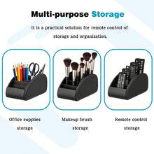 1 个电视遥控器支架，带 5 个隔层，PU 皮革遥控器盒/盒子/托盘床头柜书桌收纳整理器，适用于 DVD、蓝光、媒体播放器、加热器控制器和化妆品办公用品 - 彩色 - 查看 6