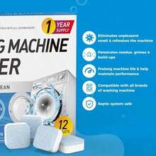 Washing Cleaner Descaler 12 Pack - Deep Cleaning Tablets HE Front Loader & Top Load Washer, Septic  -Friendly Deodorizer, Clean Inside Drum And Laundry Tub Seal - 12 Month Supply  Multifunction Strong Deodorization - 彩色 - 查看 5