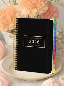 2026年计划本，2026年1月至12月，A5极简月计划本，彩色月度标签，节假日提醒和笔记，办公桌配件，返校用品，男士/圣诞节完美礼物 - 黑色 - 查看 8