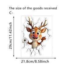 1/3件装圣诞节马桶贴纸 - 圣诞老人和驯鹿浴室装饰，乙烯基马桶贴纸墙贴家居装饰圣诞饰品 - 彩色 - 查看 9