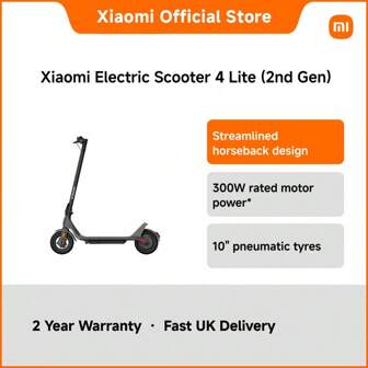 Xiaomi Electric Scooter 4 Lite (2nd Gen) – 25km Range Foldable E-Scooter With 300W Motor, 10" Pneumatic Tires, Dual Brake System, IPX4 Waterproof, Ideal For Urban Commuting & Campus Travel