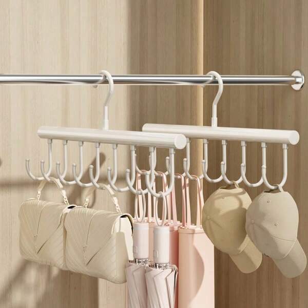 1pc High-Quality Stainless Steel Multi Hook Hanger, Multifunctional Hanging Underwear Rack, Rotatable Wardrobe Organizer, Used For Storing Underwear Straps, Handbags, Hats, Ties, Space Saving Storage Hooks, Room Decoration, Bedroom Decoration, Wardrobe Display Rack
