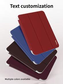 TPU Cute Minimalist Solid Color Customized Tablet Case, Customizable 3-Fold Tablet Case With Pen Slot, Personalized Text Writing, Custom Color, Compatible With IPad Mini4/Mini5/Mini6/Mini7/Air/Air2/9.7/10.2/10.5/Air4/Air5/10.9/Pro 11-Inch/10th Gen/ Air 11-In.(M2)-2024/ Pro11-In.(M4)-2024/Air 11-Inch (M3) 2025/ (A16) 11 Inch 11th Generation 2025, Galaxy Tab A8 10.5 Inch 2022, TPU Soft Edge Protection, Built-In Pen Slot, 3-Fold Stand, Magnetic Sleep/Wake, Personalized/Minimalist/Cute Design, 3-Fold Tablet Case, Tablet Not Included, Office Professional Gift - Multicolor - View 7