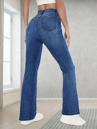 Teen Girl Classic Mångsidig Stretch Bekväma Flare Leg Jeans