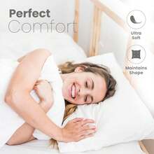 2pcs/Set Solid Color Pillow (With Pillow Filler), Soft & Skin-Friendly, Suitable For Bedroom Home Use - White - View 4